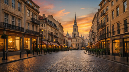 Naklejka premium old street in the town country