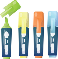 Colorful marker pens set. Highlighter pencil for school or kids