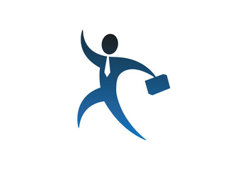 happy Business manager sihouette logo vector icon 