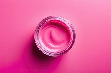 A petri dish with colored gel liquid. Flat lay, top view. Skincare beauty product. Acrylic gel, nail polish.