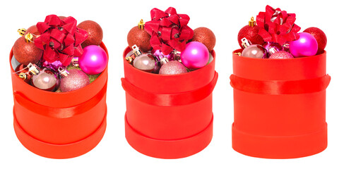 red box with christmas balls