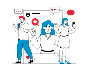 Smiling girl takes a selfie for social media