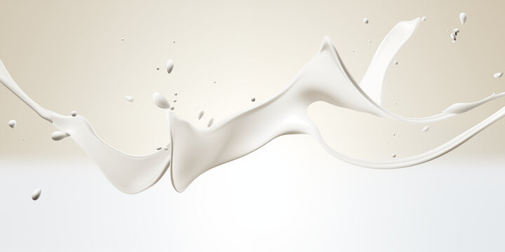 Dynamicznie rozlane mleko na białym tle