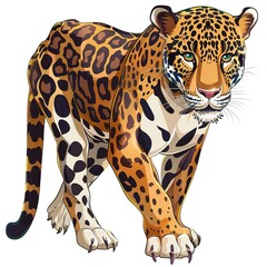 Jaguar Artsy animal fashion cartoon isolated whitebackground