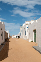 Street with sand in Caleta del Sebo, La Graciosa, Spain