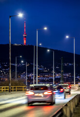 City night with traffic lights