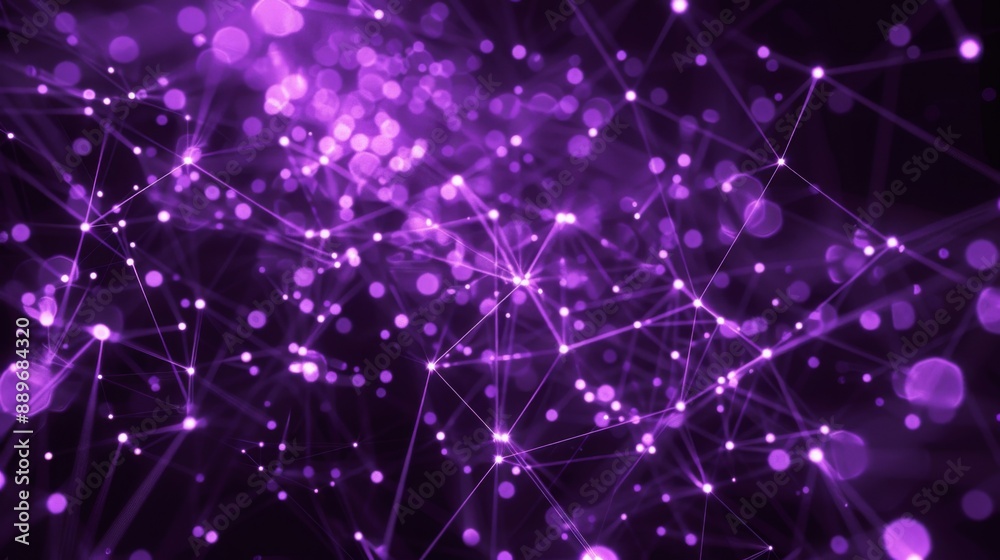 Poster Purple glowing lines and dots form a complex network, illuminated by bokeh lights in the background.