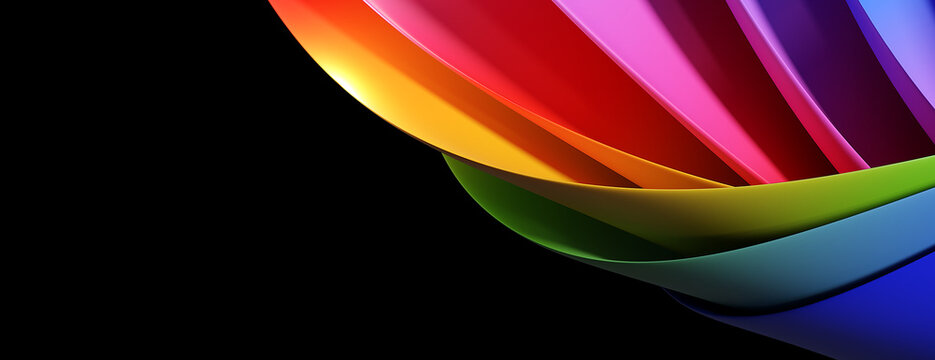 Rainbow colored twisted paper structure, isolated on black. Ultra high resolution.