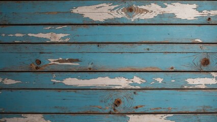Obraz premium Blue white wash paint rustic old weathered painted vintage wood boards background