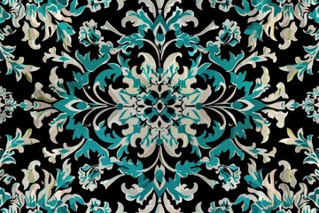 Digital illustration of teal and onyx design on clear background