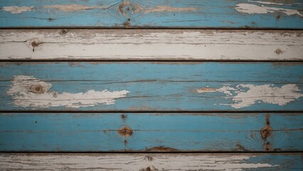Fototapeta premium Blue white wash paint rustic old weathered painted vintage wood boards background