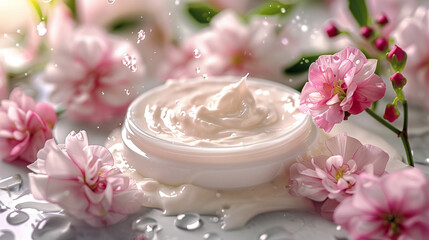 cream and rose petals