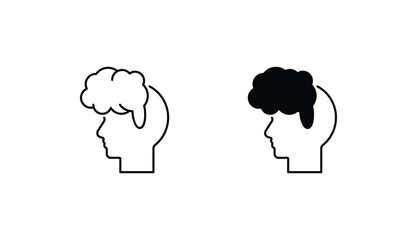 Human brain icon design with white background stock illustration