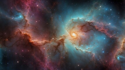 Obraz premium Vibrant Nebula with Galactic Clouds and Star Clusters