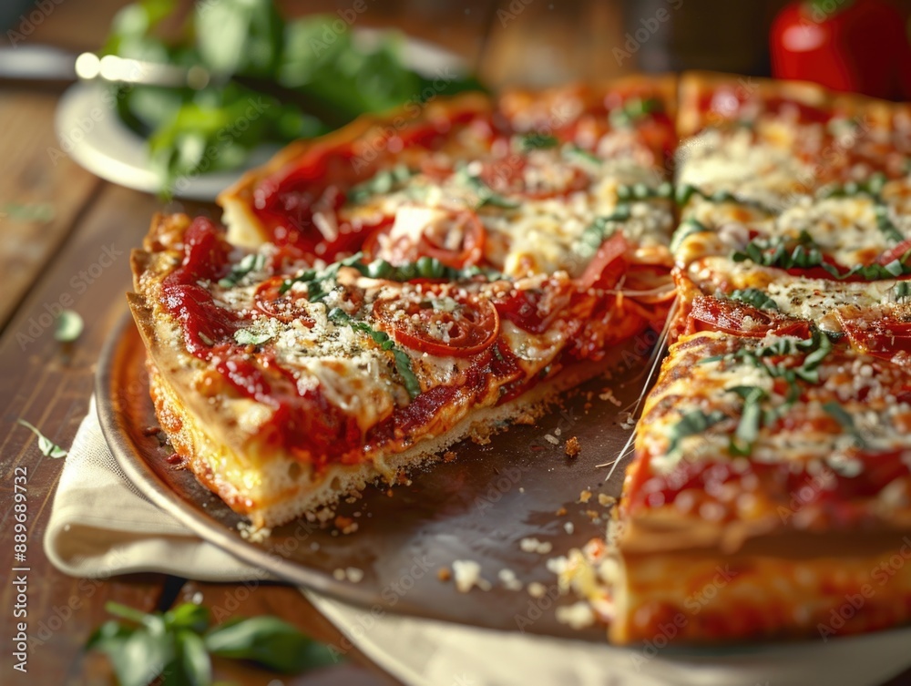 Poster Pizza on Wooden Table