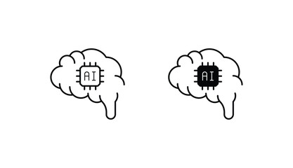 Ai Brain icon design with white background stock illustration