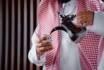 Arabic Coffee pot traditional. Saudi Coffee Dallah, A still life of Saudi traditional coffee pot or...