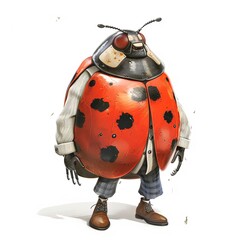 Ladybug Business Casual animal fashion cartoon isolated whitebackground