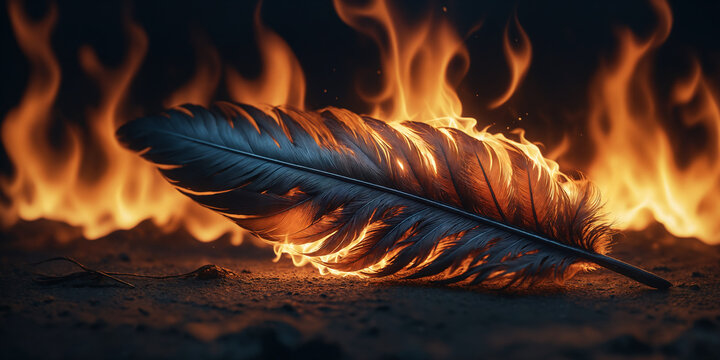 Burning Feather in Fire
