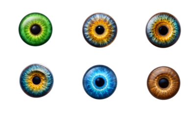 Set of irises on a transparent background, macro, close-up