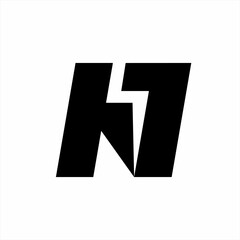 Fototapeta premium The H7 logo design is simple with a lightning bolt symbol in the negative space.