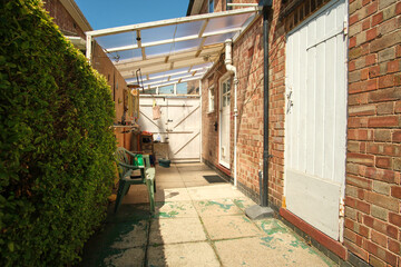 Sunny back yard and lean to shelter