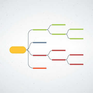 Mind map, flowchart, tree chart with three elements template, mind map infographic, decision map chart. Stock vector illustration isolated on white background.