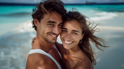 Fototapeta premium Young couple on the beach
