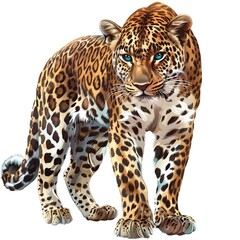 Fototapeta premium Leopard Artsy animal fashion cartoon isolated whitebackground