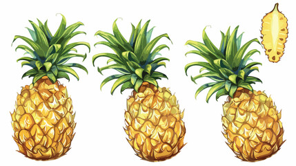 Fototapeta premium Pineapple Cartoon Fruit Vector Illustration Handdrawn