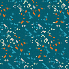 Simple glitch geometric seamless abstract pattern with playful woven summer color. Bright whimsical gender neutral bold irregular shape textile Cotton effect background. 