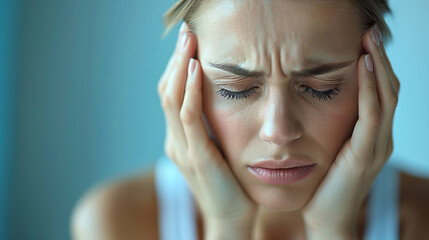 Fototapeta premium The woman suffers from depression, sadness and feelings of loneliness. Mental health and anxiety. Ask for help. Therapy and rehabilitation.