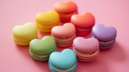 Obraz premium Heart shaped Sweet macarons, colorful luxury macarons