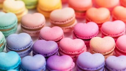 Obraz premium Heart shaped Sweet macarons, colorful luxury macarons