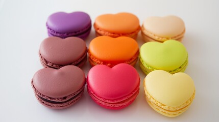 Obraz premium Heart shaped Sweet macarons, colorful luxury macarons