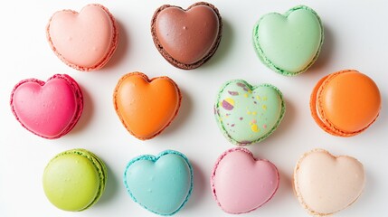 Obraz premium Heart shaped Sweet macarons, colorful luxury macarons