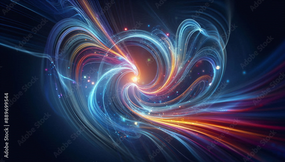 Poster abstract wave swirl colorful magical blured lines, techno background