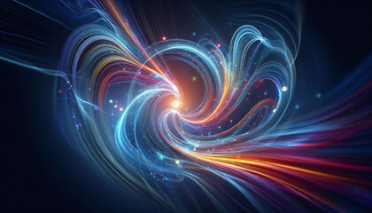 Abstract wave swirl colorful magical blured lines, techno background