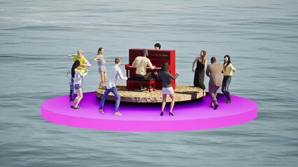 Obraz premium music dock concert water sea platform circle