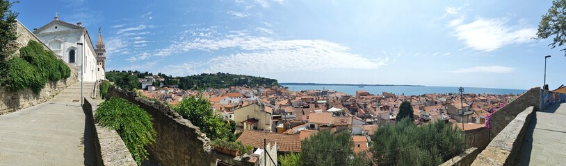 Roofs of the old city of Piran, Slovenia - venetian medieval city at the Adriatic Sea