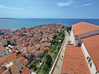 Roofs of the old city of Piran, Slovenia - venetian medieval city at the Adriatic Sea