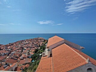 Roofs of the old city of Piran, Slovenia - venetian medieval city at the Adriatic Sea