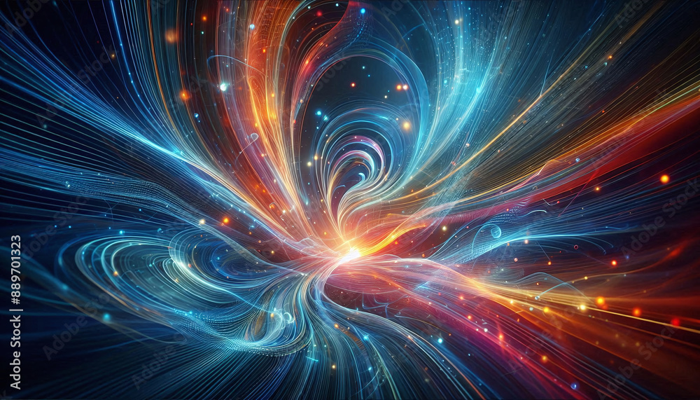 Poster abstract wave swirl colorful magical blured lines, techno background