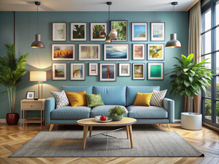 modern creative living room interior design backdrop ideas concept house beautiful background elevation of sofa with decorative photo paint frame full wall background