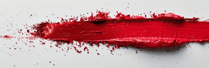 Red Lipstick Swatch On White Background Closeup