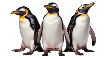 Pingüinos parados en un fondo blanco