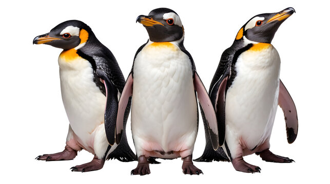 Ping&uuml;inos parados en un fondo blanco