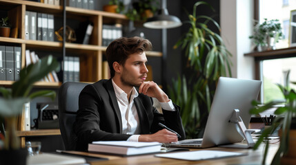 Naklejka premium businessman working in office
