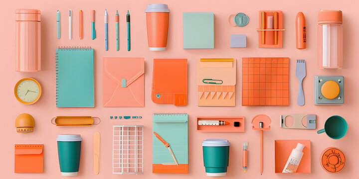 Ilustra&ccedil;&otilde;es vetoriais de materiais de escrit&oacute;rio simples