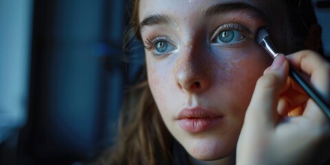 Portrait of person with paintbrush,